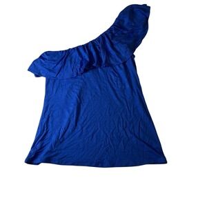 NWT Lilly Pulitzer Womens Small Vibrant Blue One Shoulder Ruffle‎ Coastal Chic